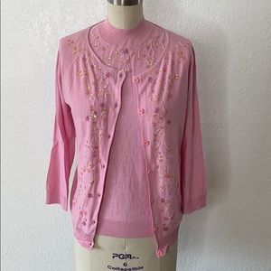 New pink silk clueless Y2K cardigan top set L